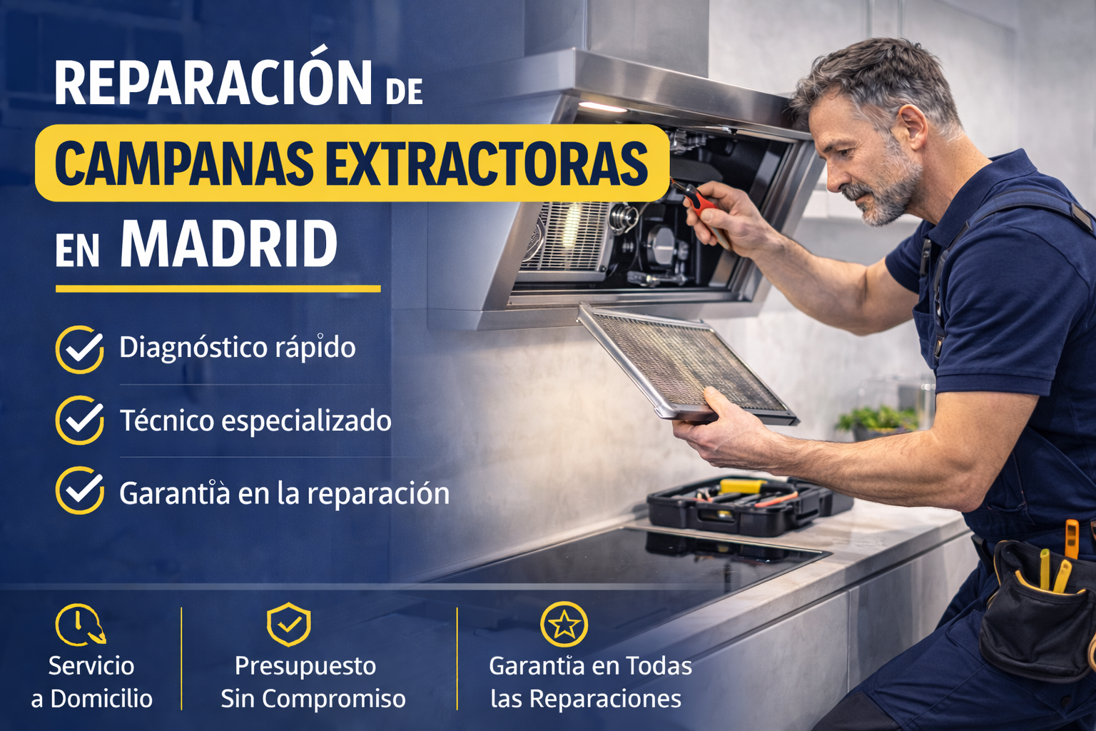 Reparación de campanas extractoras en Madrid